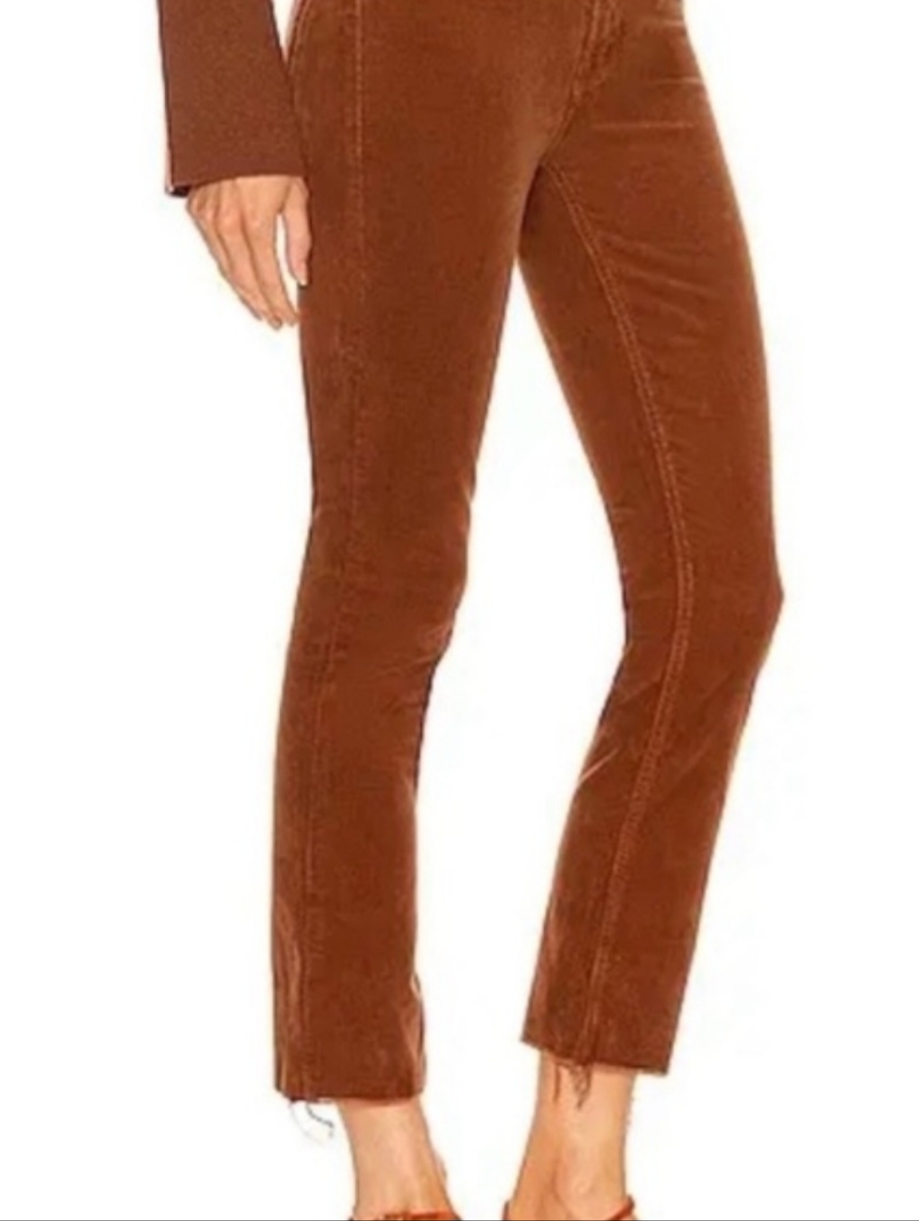 Mother Denim The Stunner Ankle Fray Brown Corduroy Jeans. Size 26.